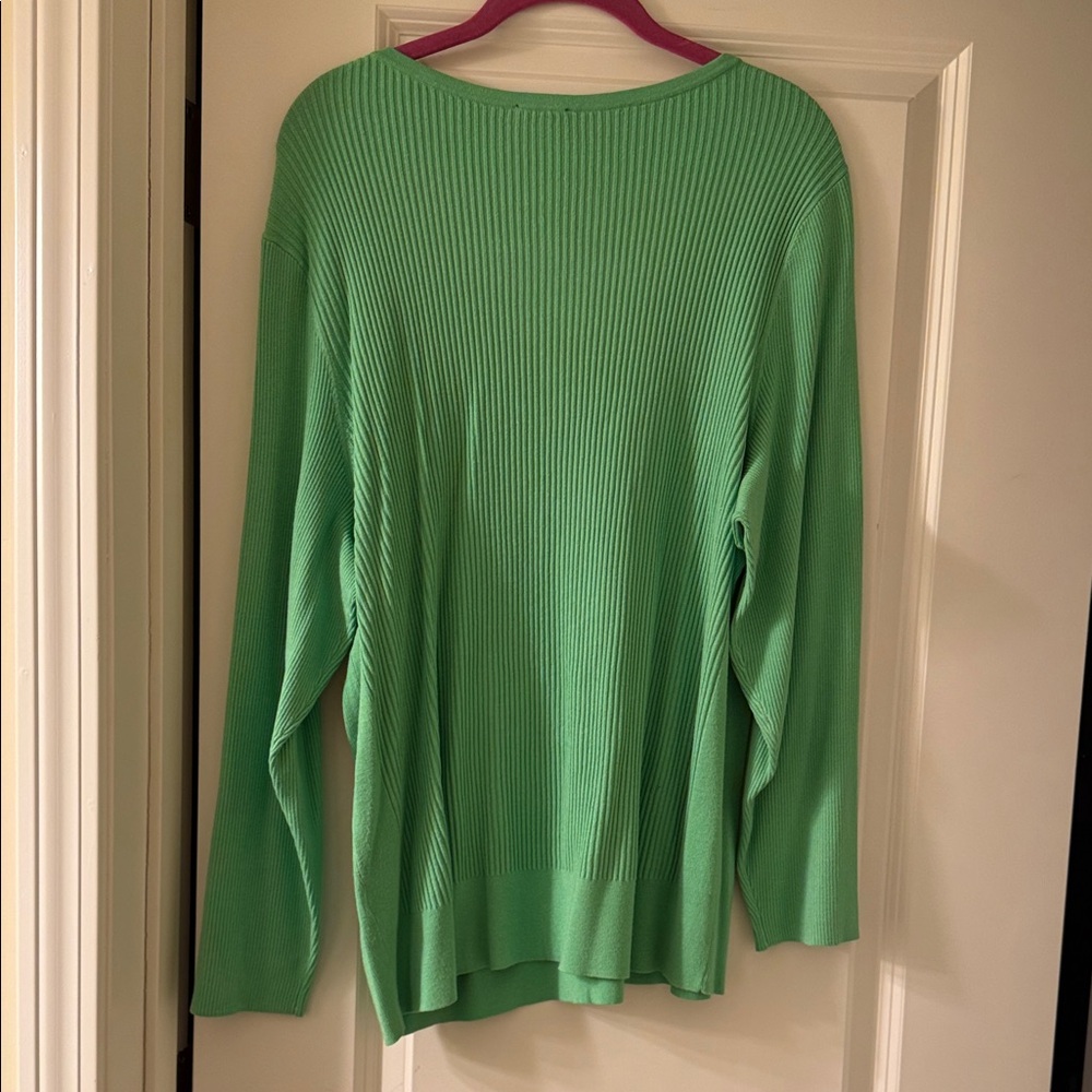 Talbots Green Ribbed Knit Top - Picture 6 of 7